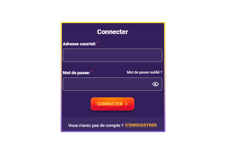 Saisie des données de connexion au compte