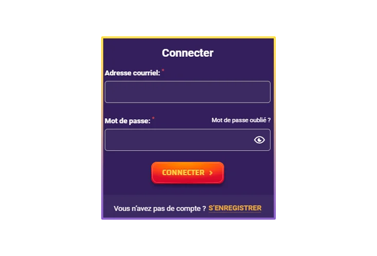Saisie des données de connexion au compte