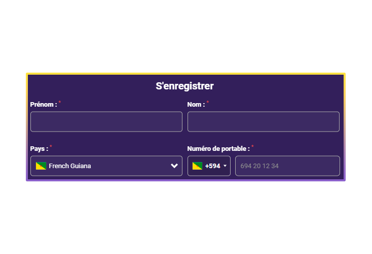 Saisir des données personnelles pour créer un compte